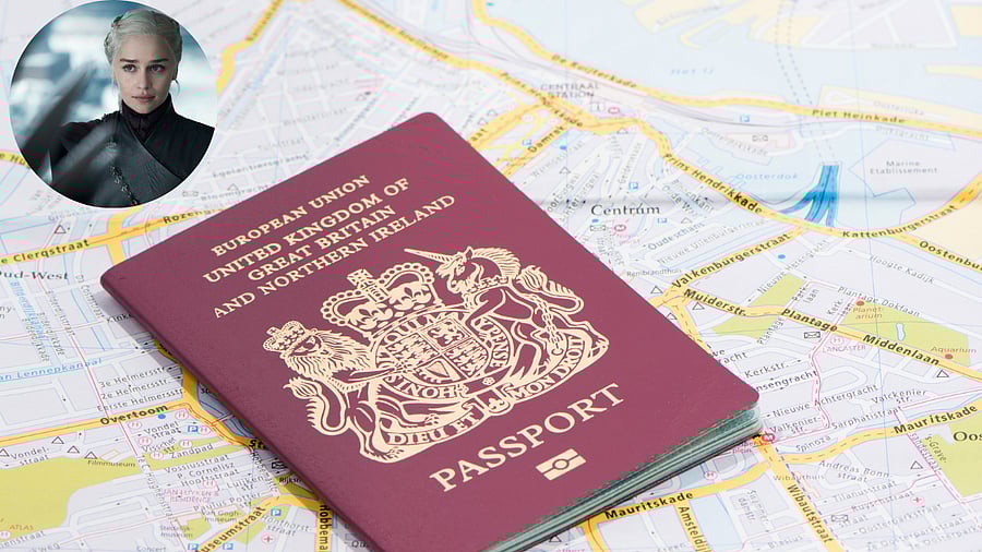 <div class="paragraphs"><p>A British passport is seen here with an inset of Emilia Clarke's character from 'Game of Thrones' whose title of 'Khaleesi' was the name of the 6-year-old denied her passport.&nbsp;</p></div>